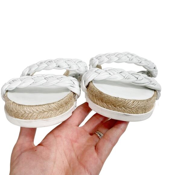 MARC FISHER Jamie Slip On Woven Leather Flat Espadrille Sandals - Picture 3 of 8